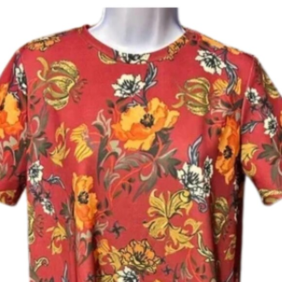 ZARA TRF Floral T-Shirt Dress — Rust/Orange — Size SM - Picture 6 of 7